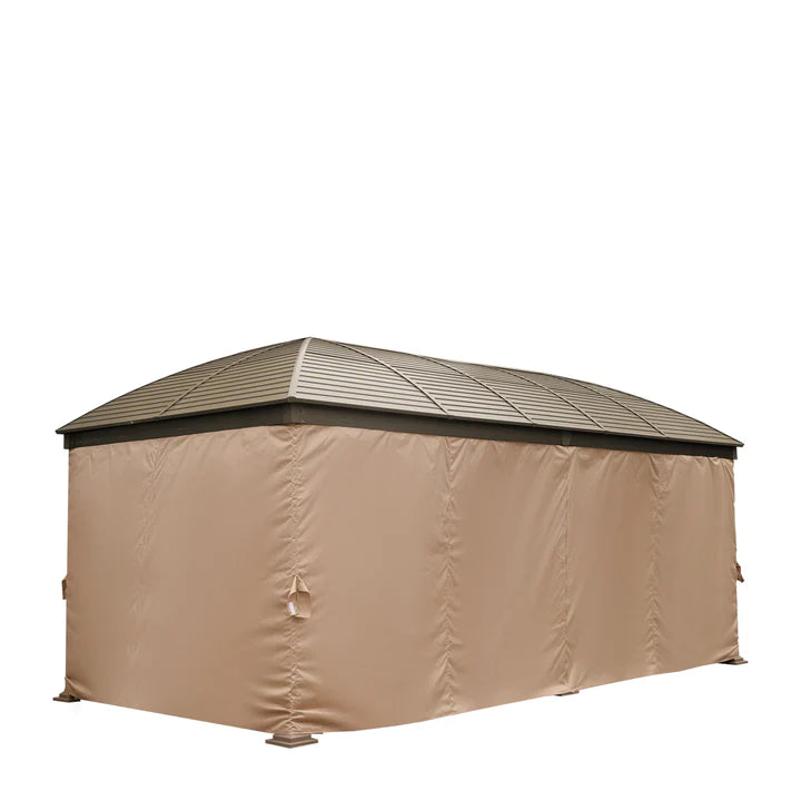 New 10’ x 20’ Hardtop Curved Steel Roof Patio Gazebo, Mosquito Nets & Curtains Included