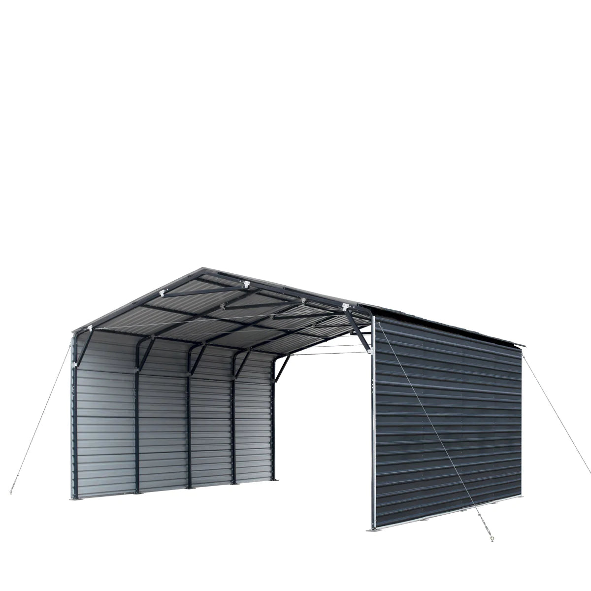 New 20’ x 20’ Metal Shed Carport, 10’ Enclosed Sidewalls, 400 Sq-Ft, 27 GA Corrugated Panels