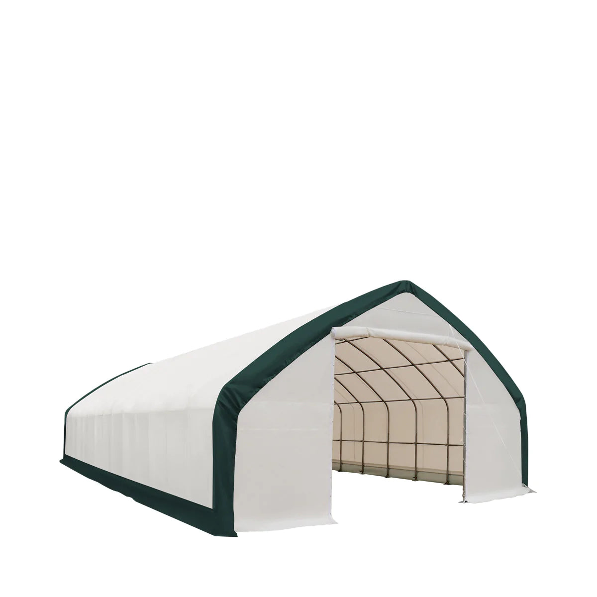 New 30' x 70' Straight Wall Peak Ceiling Storage Shelter with Heavy Duty 11 oz PE Cover & Drive Through Doors,