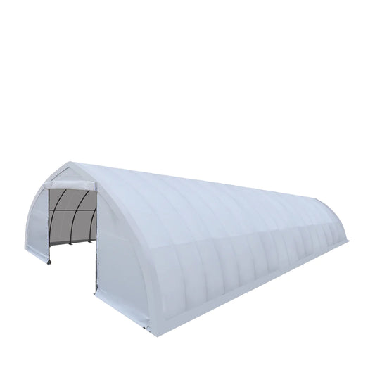 New 30' x 80' Peak Ceiling Storage Shelter with Heavy Duty 17 oz PVC Cover & Drive Through Doors