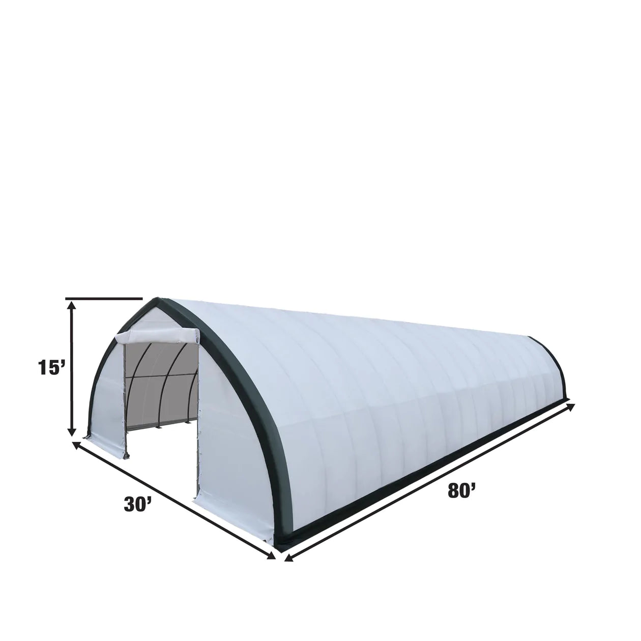 New 30' x 80' Peak Ceiling Storage Shelter with Heavy Duty 11 oz PE Cover & Drive Through Doors