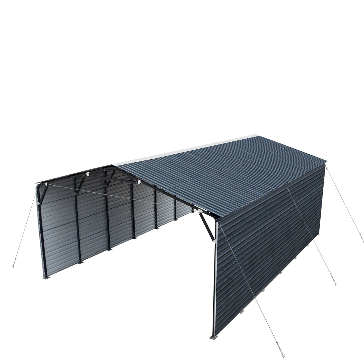 New 20’ x 30’ Metal Shed Carport, 10’ Enclosed Sidewalls, 600 Sq-Ft, 27 GA Corrugated Panels