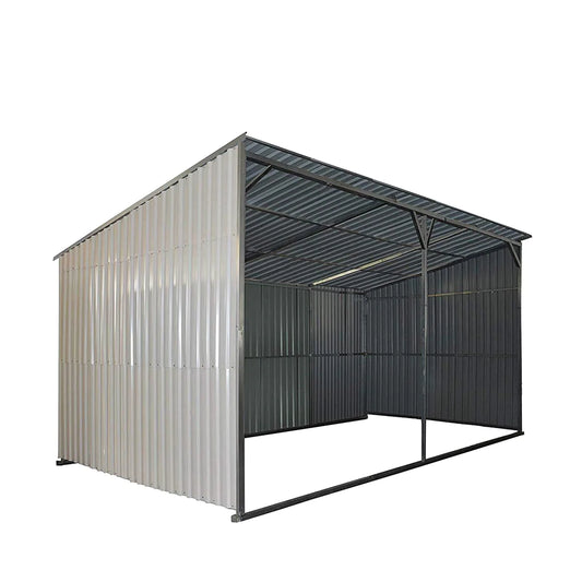 New 12’ x 20’ Galvanized Metal Livestock Shed, 240 Sq-Ft, 27 GA Corrugated Panels, Sliding Skid Mount