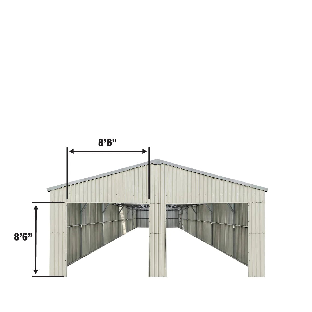 New 25’ x 41’ Double Garage Metal Barn Shed with Side Entry Door, 1025 Sq-Ft Floor Space, 9’8” Eave Height, 27 GA Metal, Skylights, 4/12 Roof Pitch