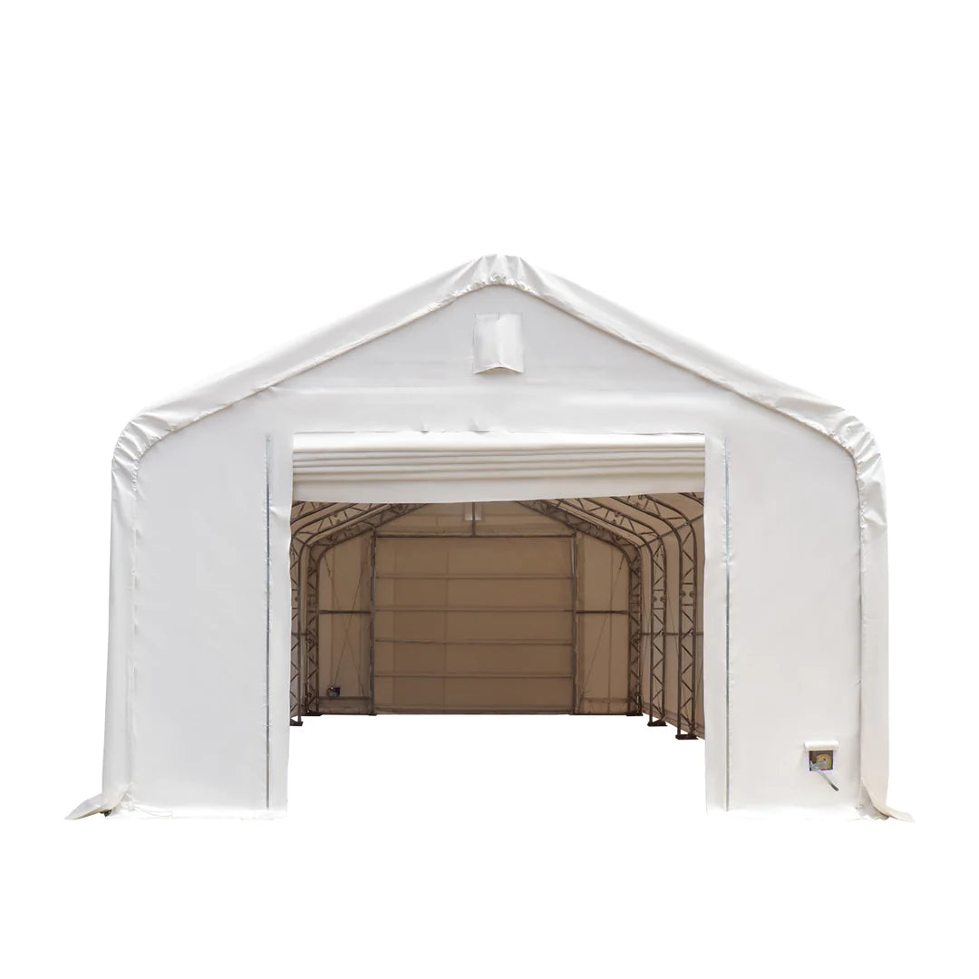 New Pro Series 20' x 63' Dual Truss Storage Shelter with Heavy Duty 17 oz PVC Cover & Drive Through Doors