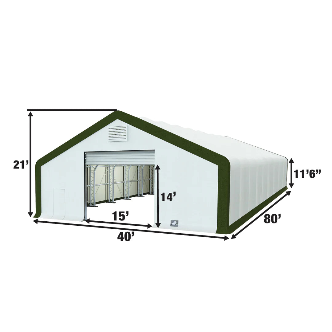 New 40' x 80' Dual Truss Storage Shelter with Heavy Duty 21 oz PVC Cover & Drive Through Doors