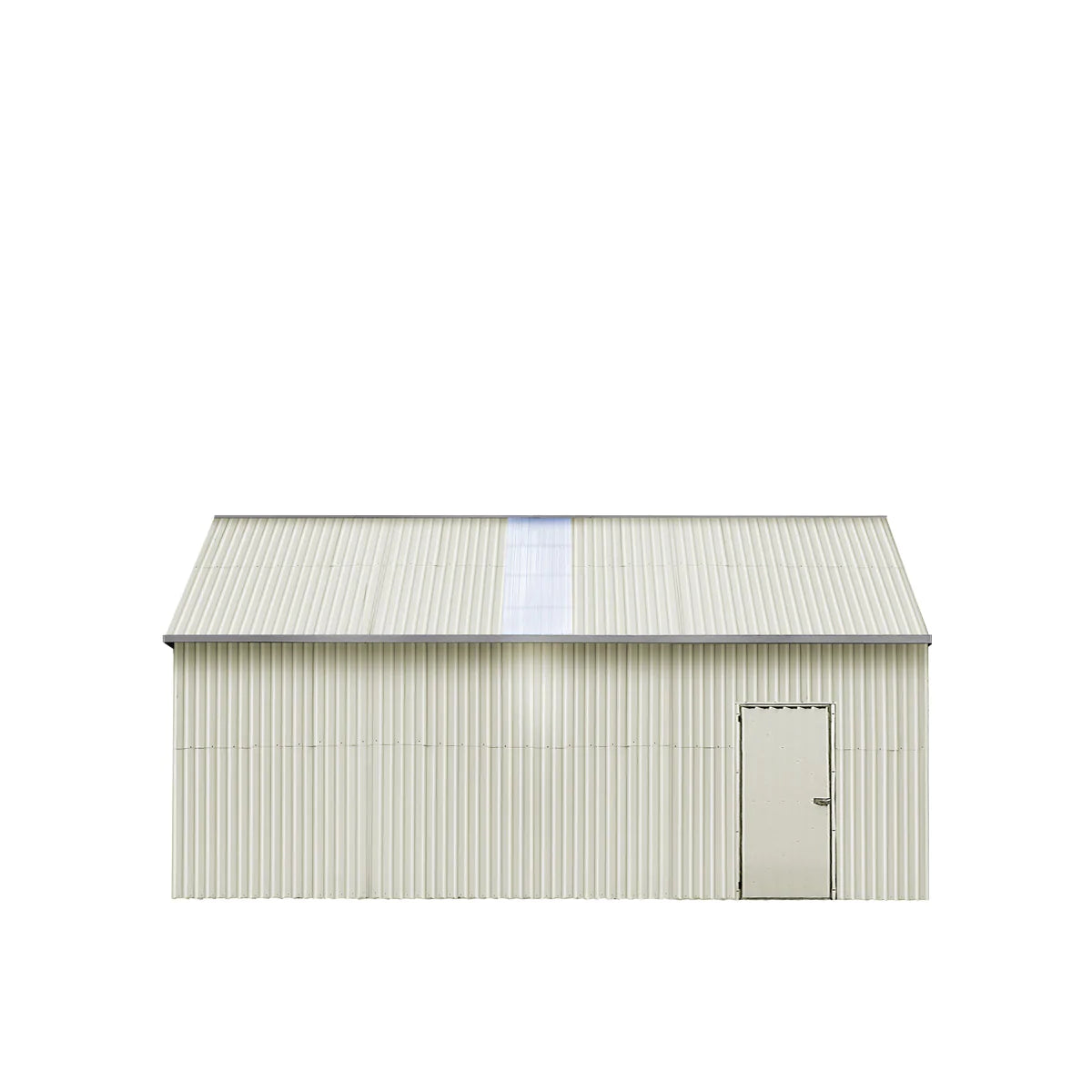 New 25’ x 25’ Double Garage Metal Barn Shed with Side Entry Door, 625 Sq-Ft Floor Space, 9’8” Eave Height, 27 GA Metal, Skylights, 4/12 Roof Pitch