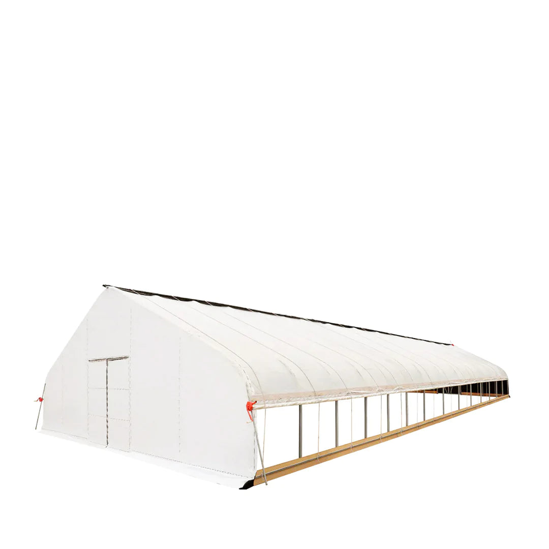 New Pro Series 30’ x 60’ Light Deprivation Two Layer Cover Greenhouse Grow Tent, 6-mil Blackout Tarp and Clear Film, Cold Frame, Hand Crank Roll-Up Sides, Peak Ceiling Roof