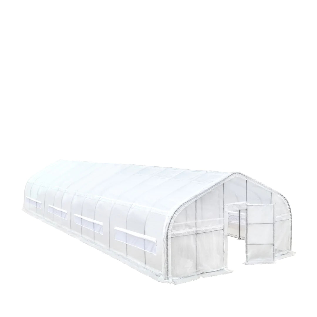 New 20’ x 60’ Tunnel Greenhouse Grow Tent w/12 Mil Ripstop Leno Mesh Cover, Cold Frame, Roll-up Windows, Peak Ceiling Roof