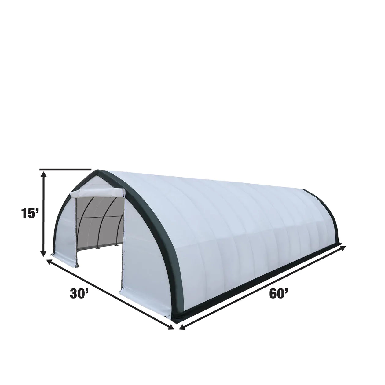 New 30' x 60' Peak Ceiling Storage Shelter with Heavy Duty 11 oz PE Cover & Drive Through Doors,