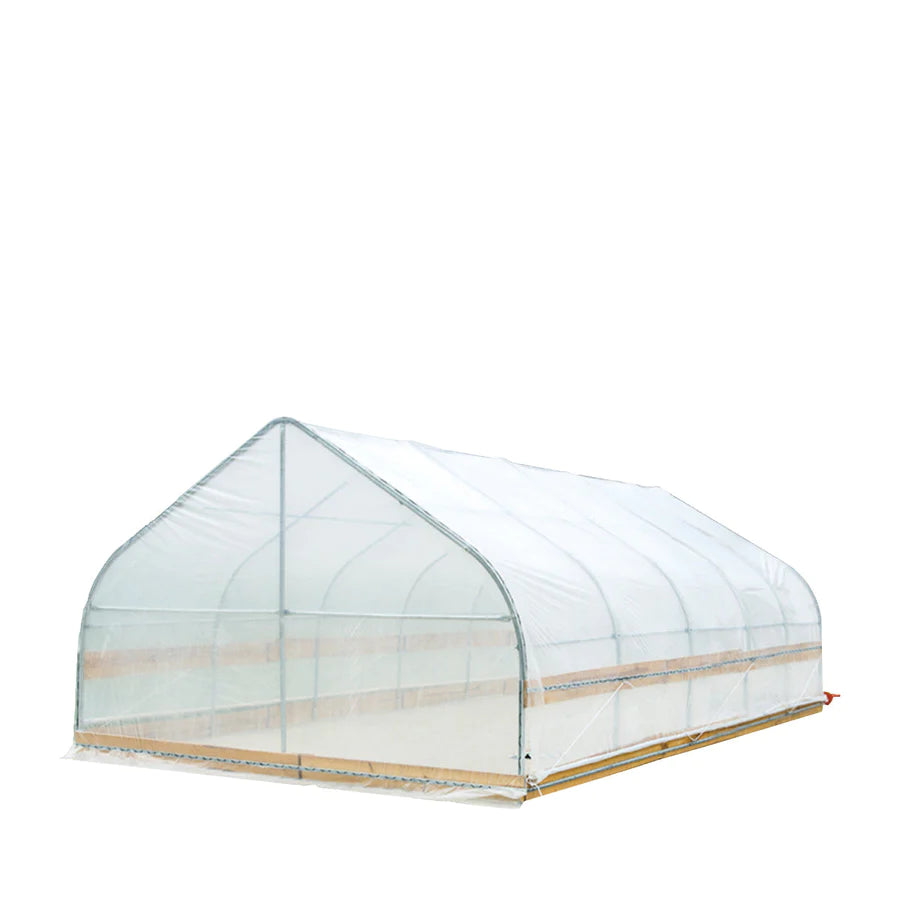 New 12’ x 20’ Tunnel Greenhouse Grow Tent w/6 Mil Clear EVA Plastic Film, Cold Frame, Hand Crank Roll-Up Sides, Peak Ceiling Roof