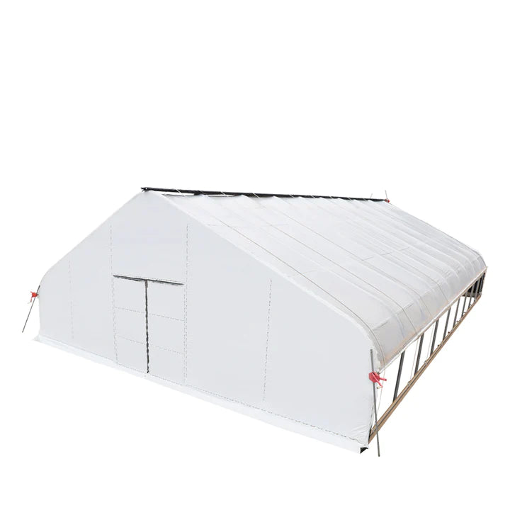 New Pro Series 30’ x 40’ Light Deprivation Two Layer Cover Greenhouse Grow Tent, 6-mil Blackout Tarp and Clear Film, Cold Frame, Hand Crank Roll-Up Sides, Peak Ceiling Roof