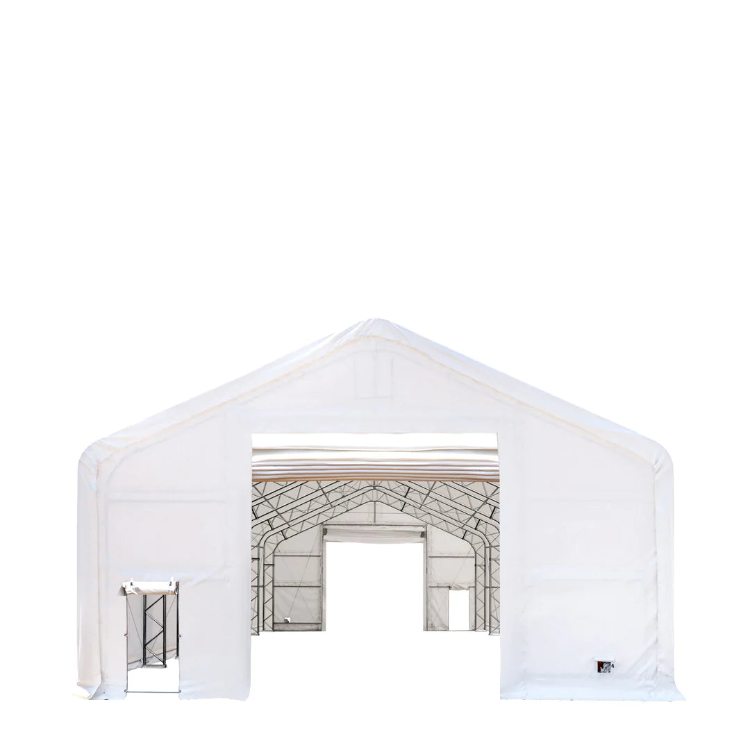 New 30' x 80' Dual Truss Storage Shelter with Heavy Duty 17 oz PVC Cover & Drive Through Doors