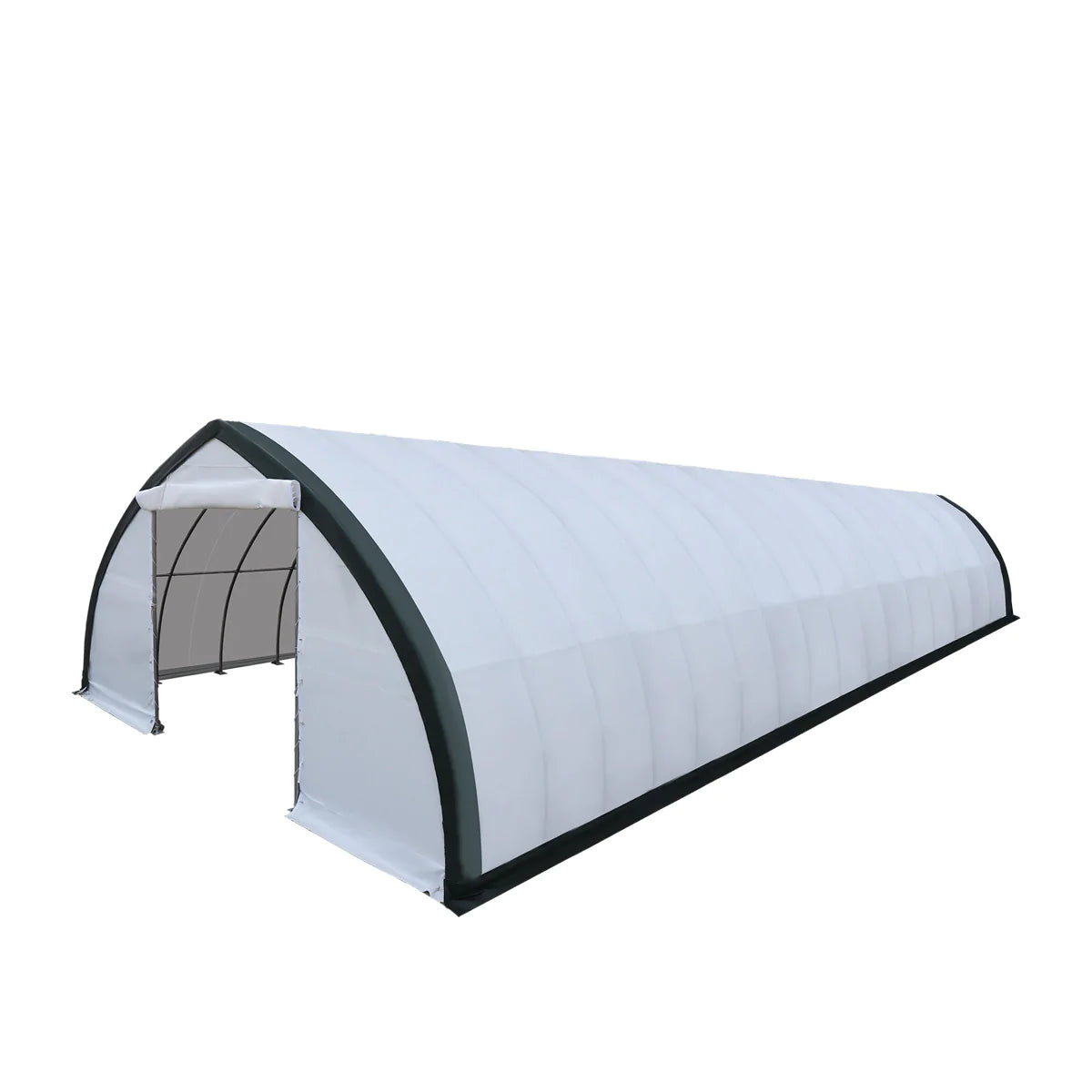 New 30' x 80' Peak Ceiling Storage Shelter with Heavy Duty 11 oz PE Cover & Drive Through Doors