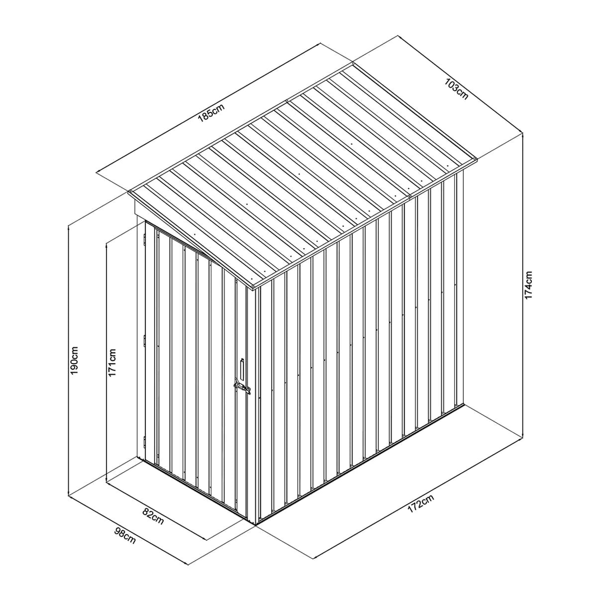 New 3’ x 6’ Galvanized Metal Pent Shed, 29 GA Corrugated Metal, 75“ Upper edge