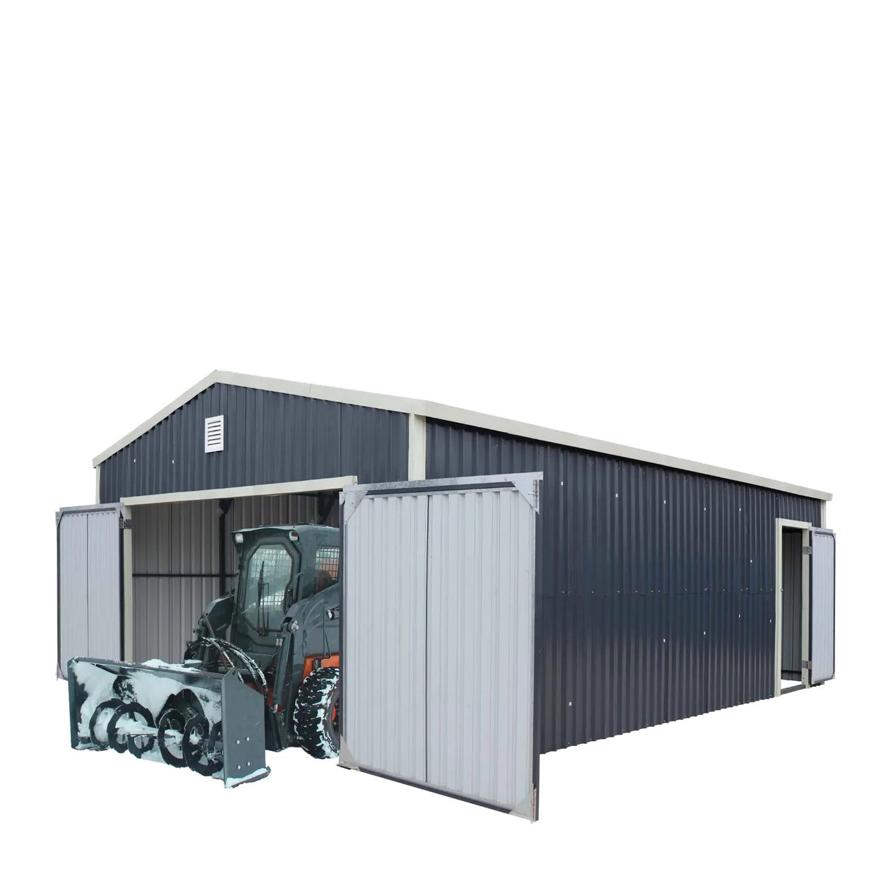 New 16’ x 24’ Metal Garage Shed with Double Front Doors, 10’ Peak Height, Side Entry Door, 384 Sq-Ft Floor Space