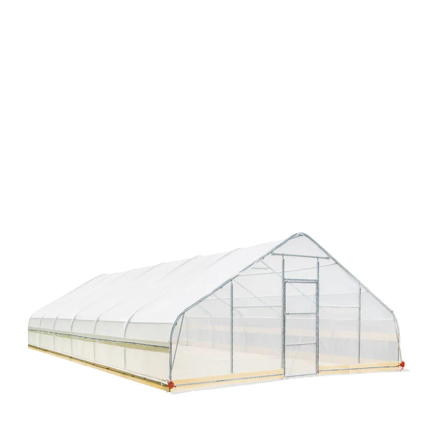 New 25’ x 25’ Tunnel Greenhouse Grow Tent w/6 Mil Clear EVA Plastic Film, Cold Frame, Hand Crank Roll-Up Sides, Peak Ceiling Roof