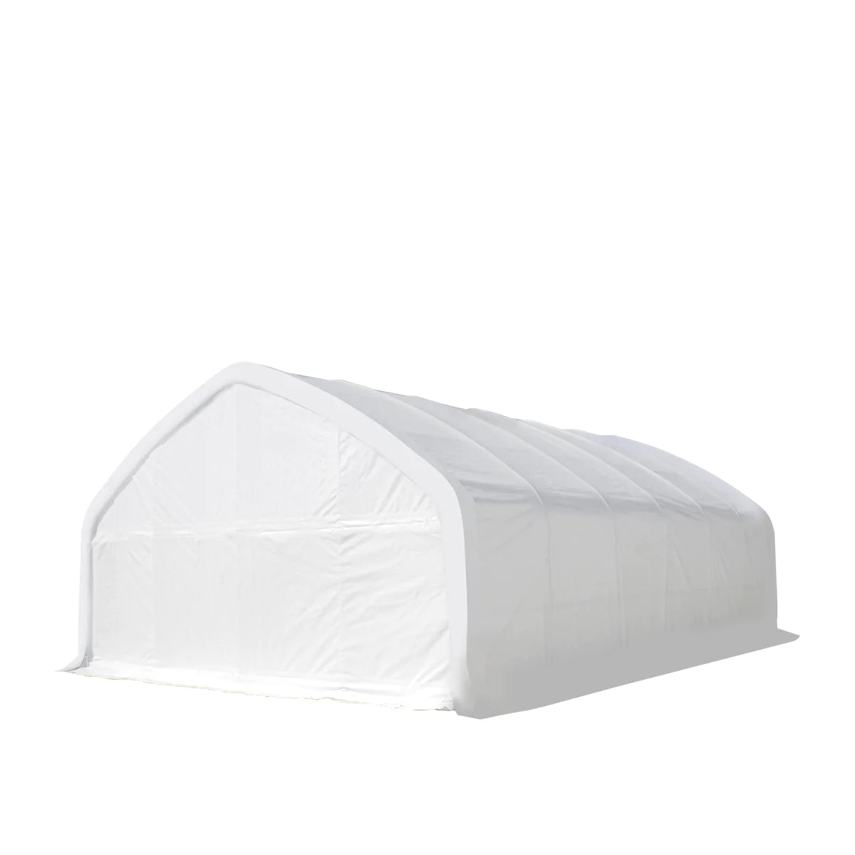 New 20' x 30' Straight Wall Peak Ceiling Storage Shelter with Heavy Duty 17 oz PVC Cover & Drive Through Door