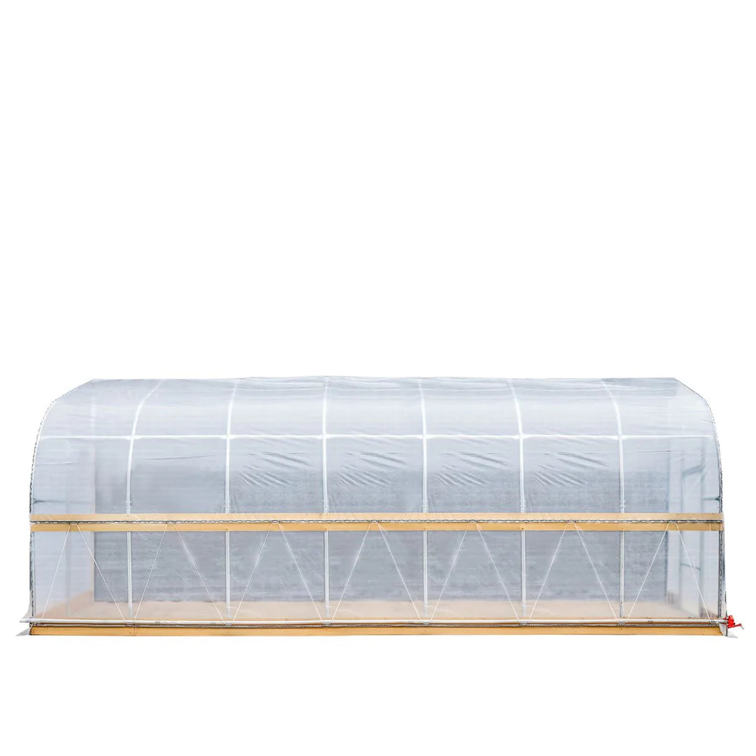 New 10’ x 30’ Lean-To Greenhouse Grow Tent w/6 Mil Clear EVA Plastic Film, Cold Frame, Hand Crank Roll-Up Side, 6-½’ Sidewall