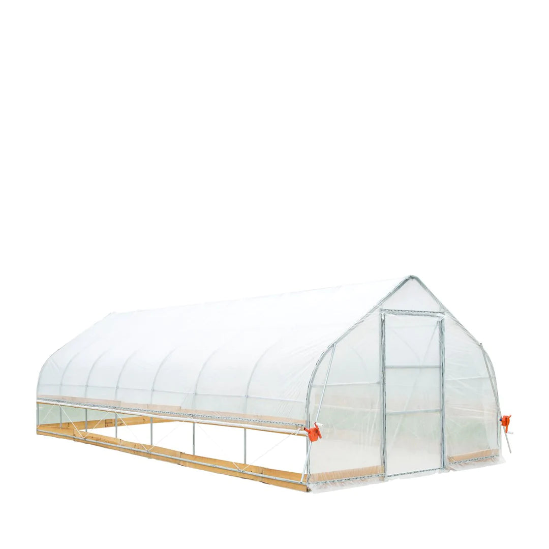 New 12’ x 30’ Tunnel Greenhouse Grow Tent w/6 Mil Clear EVA Plastic Film, Cold Frame, Hand Crank Roll-Up Sides, Peak Ceiling Roof