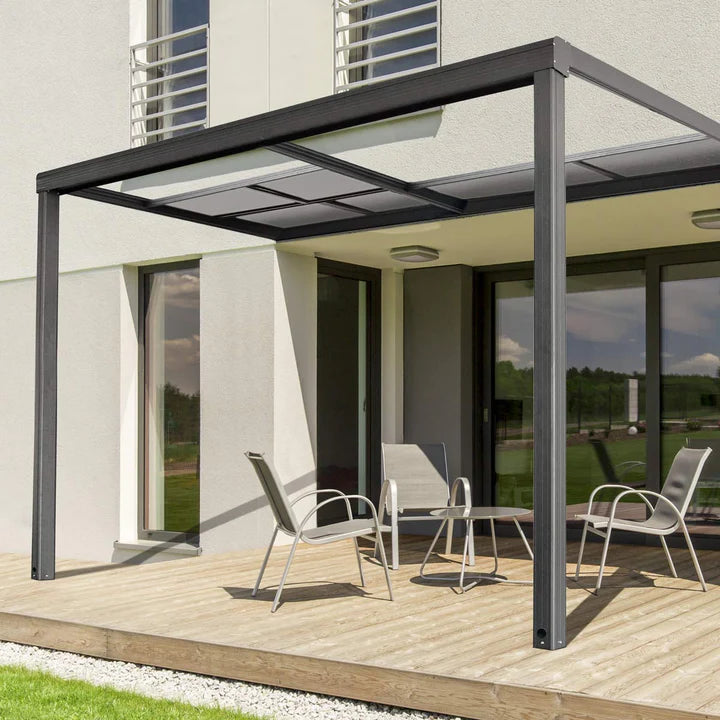 New 10' x 13' Sliding Roof Aluminum Patio Cover with Grey Panels