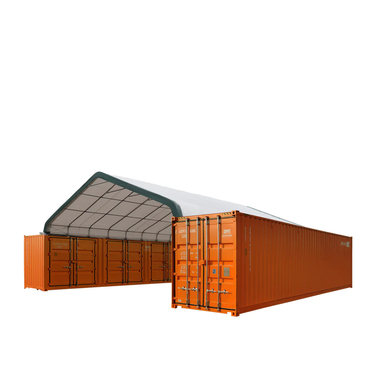 New 30' x 40' Peaked Roof Container Shelter with 11 oz PE Tarpaulin