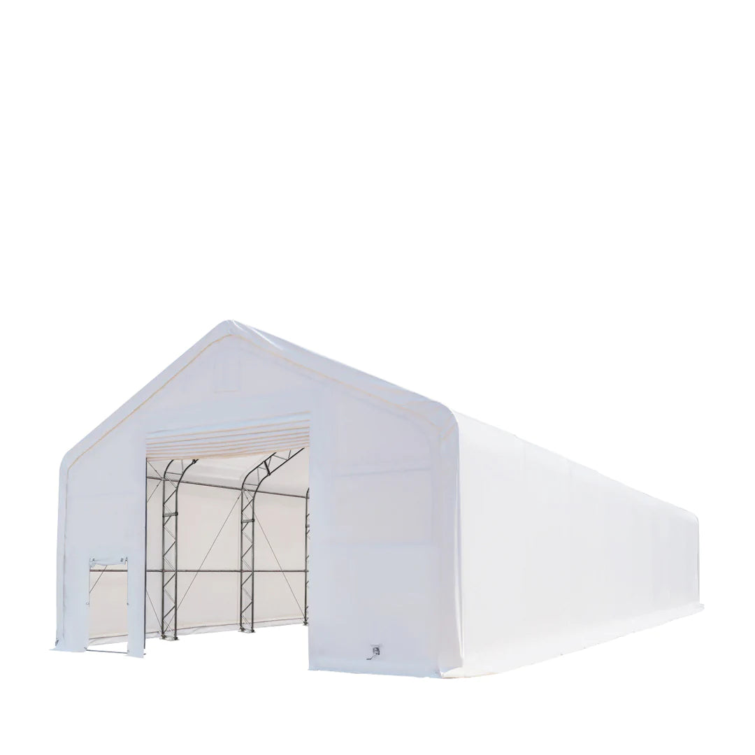 New 30' x 80' Dual Truss Storage Shelter with Heavy Duty 17 oz PVC Cover & Drive Through Doors