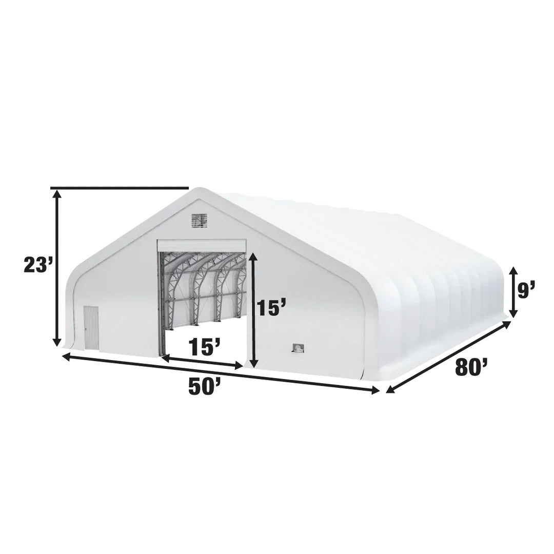 New Pro Series 50' x 80' Dual Truss Storage Shelter with Heavy Duty 32 oz PVC Cover & Drive Through Doors