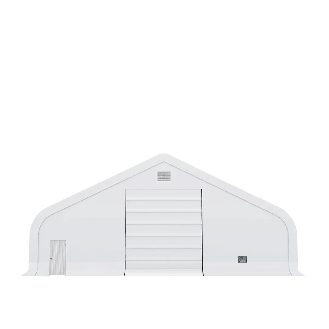 New Pro Series 50' x 100' Dual Truss Storage Shelter with Heavy Duty 32 oz PVC Cover & Drive Through Doors