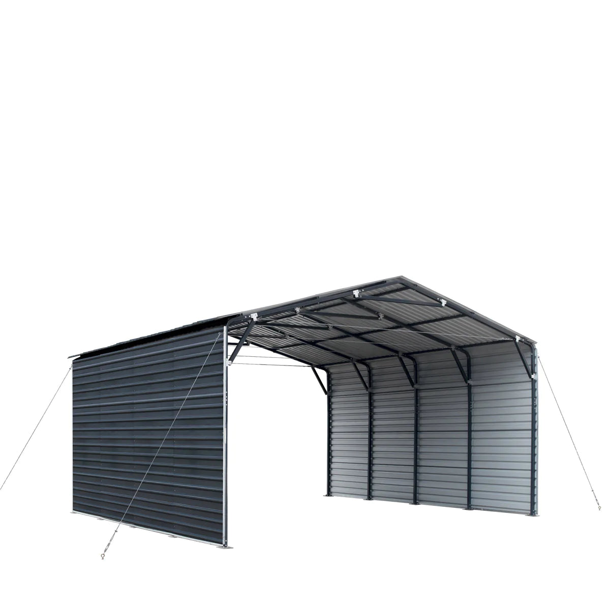 New 20’ x 20’ Metal Shed Carport, 10’ Enclosed Sidewalls, 400 Sq-Ft, 27 GA Corrugated Panels