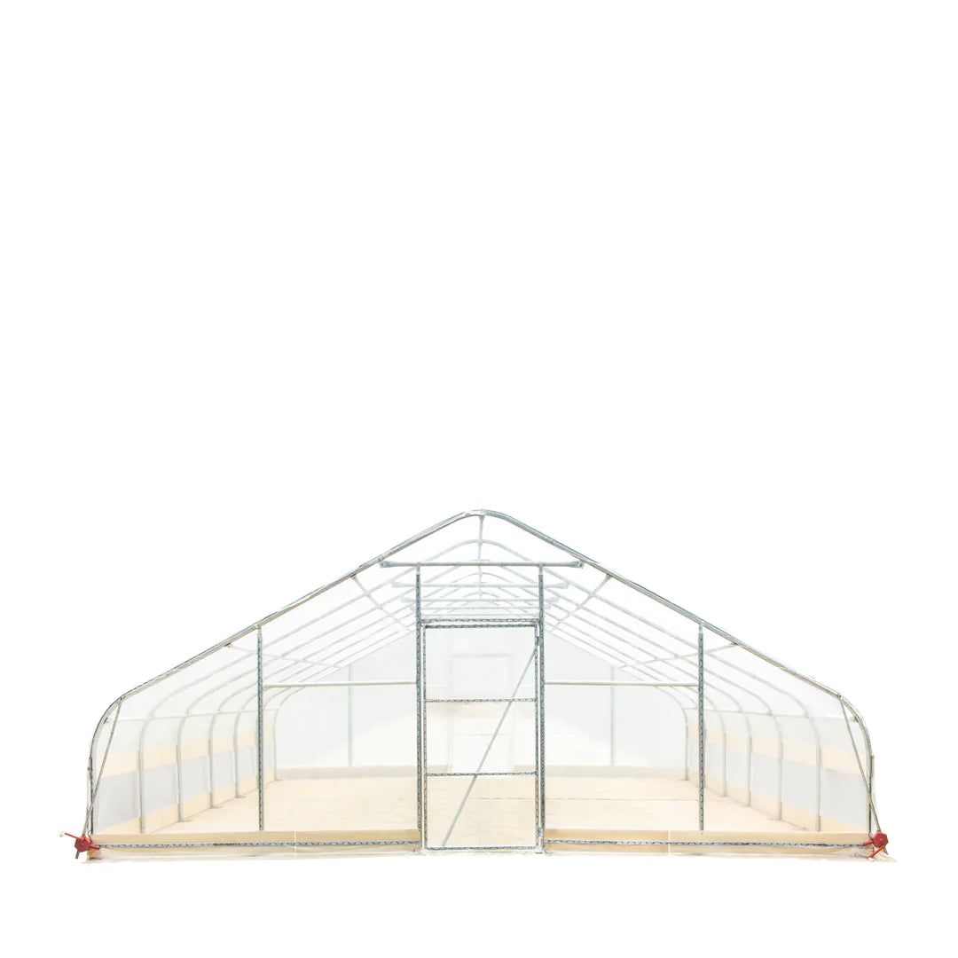 New 25’ x 25’ Tunnel Greenhouse Grow Tent w/6 Mil Clear EVA Plastic Film, Cold Frame, Hand Crank Roll-Up Sides, Peak Ceiling Roof