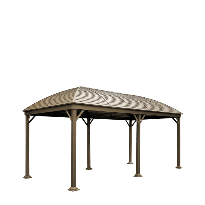 New 10’ x 20’ Hardtop Curved Steel Roof Patio Gazebo, Mosquito Nets & Curtains Included