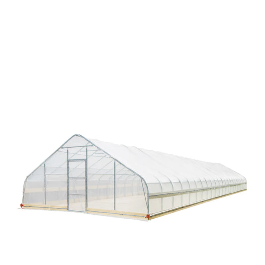 New 25’ x 100’ Tunnel Greenhouse Grow Tent w/6 Mil Clear EVA Plastic Film, Cold Frame, Hand Crank Roll-Up Sides, Peak Ceiling Roof