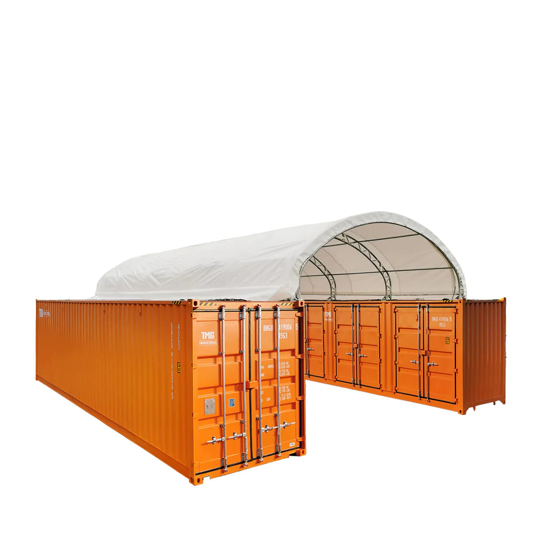 New Pro Series 20' x 40' Dual Truss Container Shelter with Heavy Duty 17 oz PVC Cover