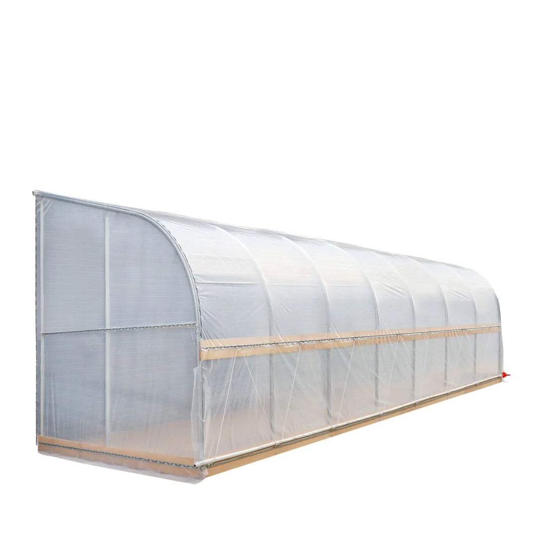 New 10’ x 30’ Lean-To Greenhouse Grow Tent w/6 Mil Clear EVA Plastic Film, Cold Frame, Hand Crank Roll-Up Side, 6-½’ Sidewall