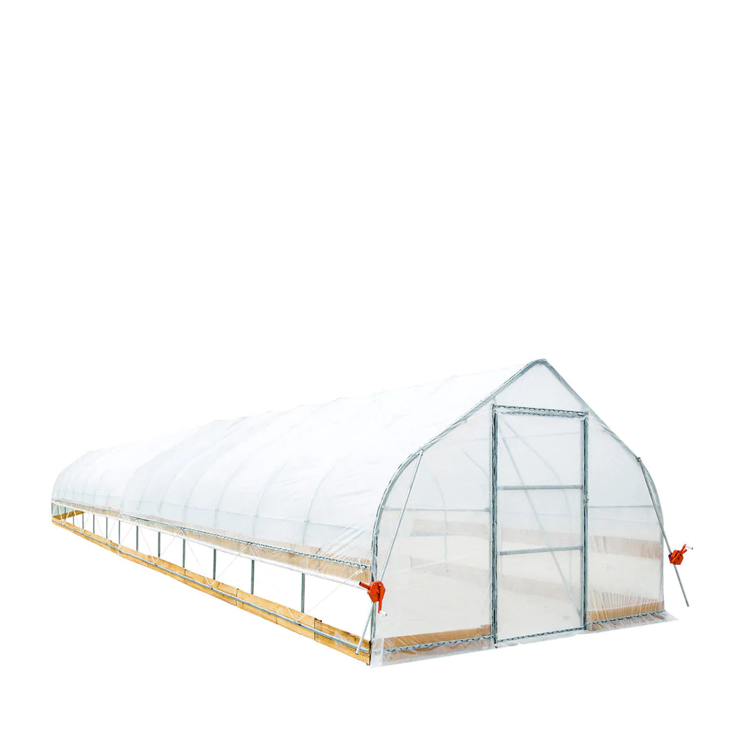 New 12’ x 60’ Tunnel Greenhouse Grow Tent w/6 Mil Clear EVA Plastic Film, Cold Frame, Hand Crank Roll-Up Sides, Peak Ceiling Roof