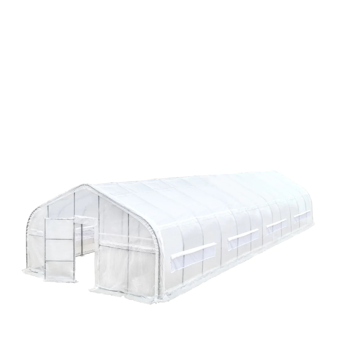 New 20’ x 60’ Tunnel Greenhouse Grow Tent w/12 Mil Ripstop Leno Mesh Cover, Cold Frame, Roll-up Windows, Peak Ceiling Roof