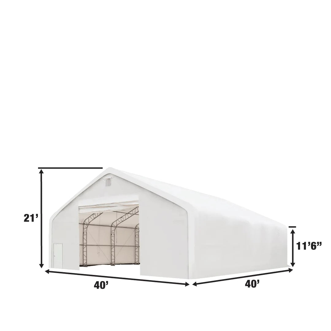 New Pro Series 40' x 40' Dual Truss Storage Shelter with Heavy Duty 21 oz PVC Cover & Drive Through Doors