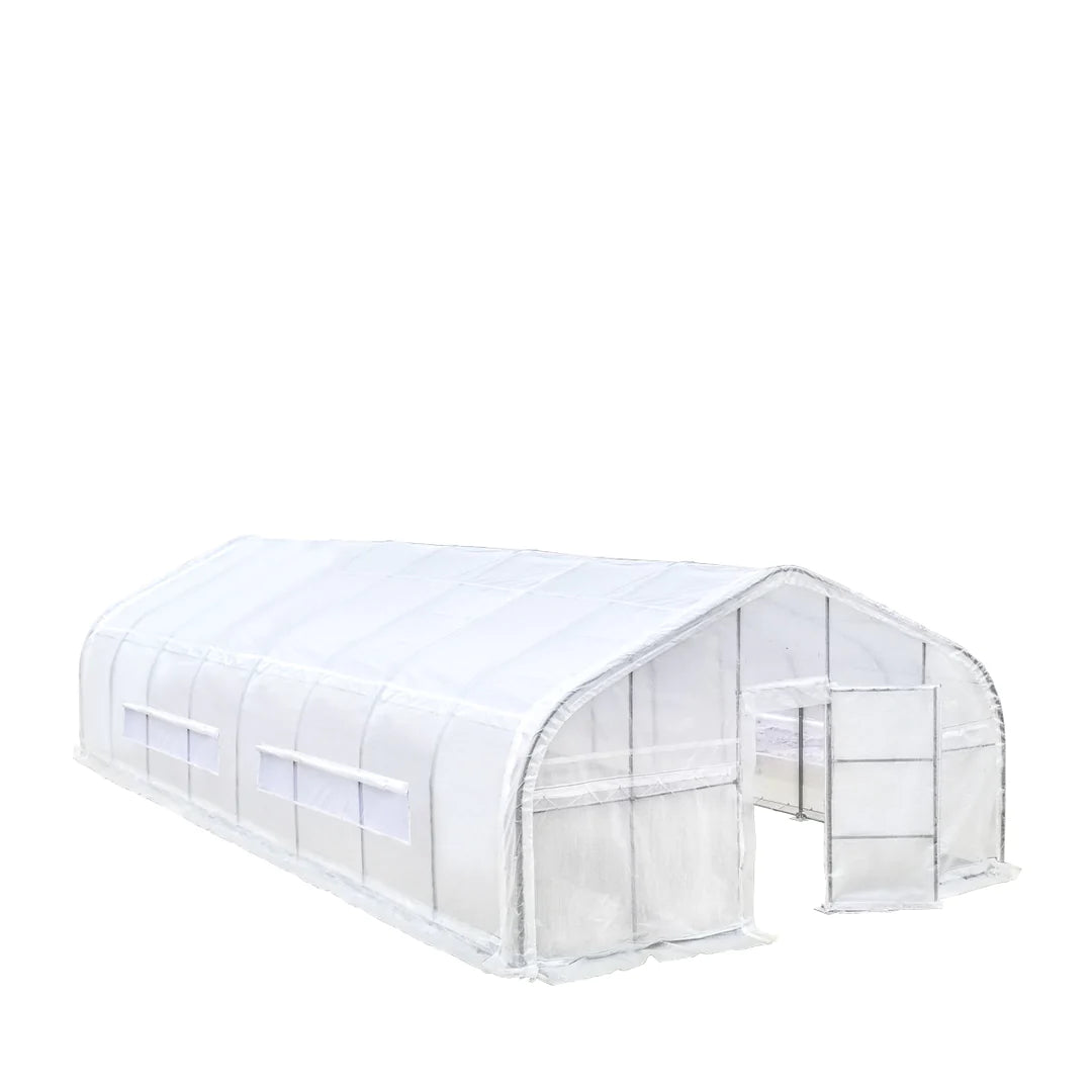 New 20’ x 40’ Tunnel Greenhouse Grow Tent w/12 Mil Ripstop Leno Mesh Cover, Cold Frame, Roll-up Windows, Peak Ceiling Roof