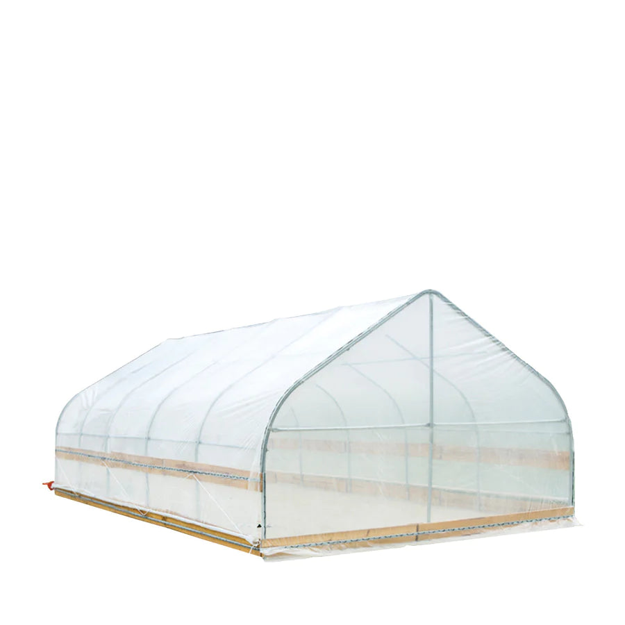 New 12’ x 20’ Tunnel Greenhouse Grow Tent w/6 Mil Clear EVA Plastic Film, Cold Frame, Hand Crank Roll-Up Sides, Peak Ceiling Roof