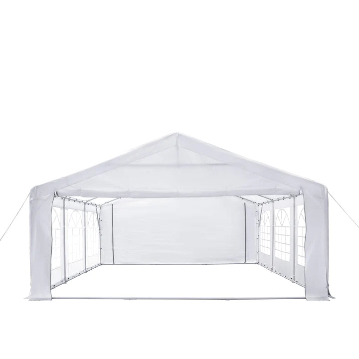 New 20' x 20' Heavy Duty Outdoor Party Tent with Removable Sidewalls and Roll-Up Doors, 11 oz PE Cover, 6’6” Overhead, 10’ Peak Ceiling