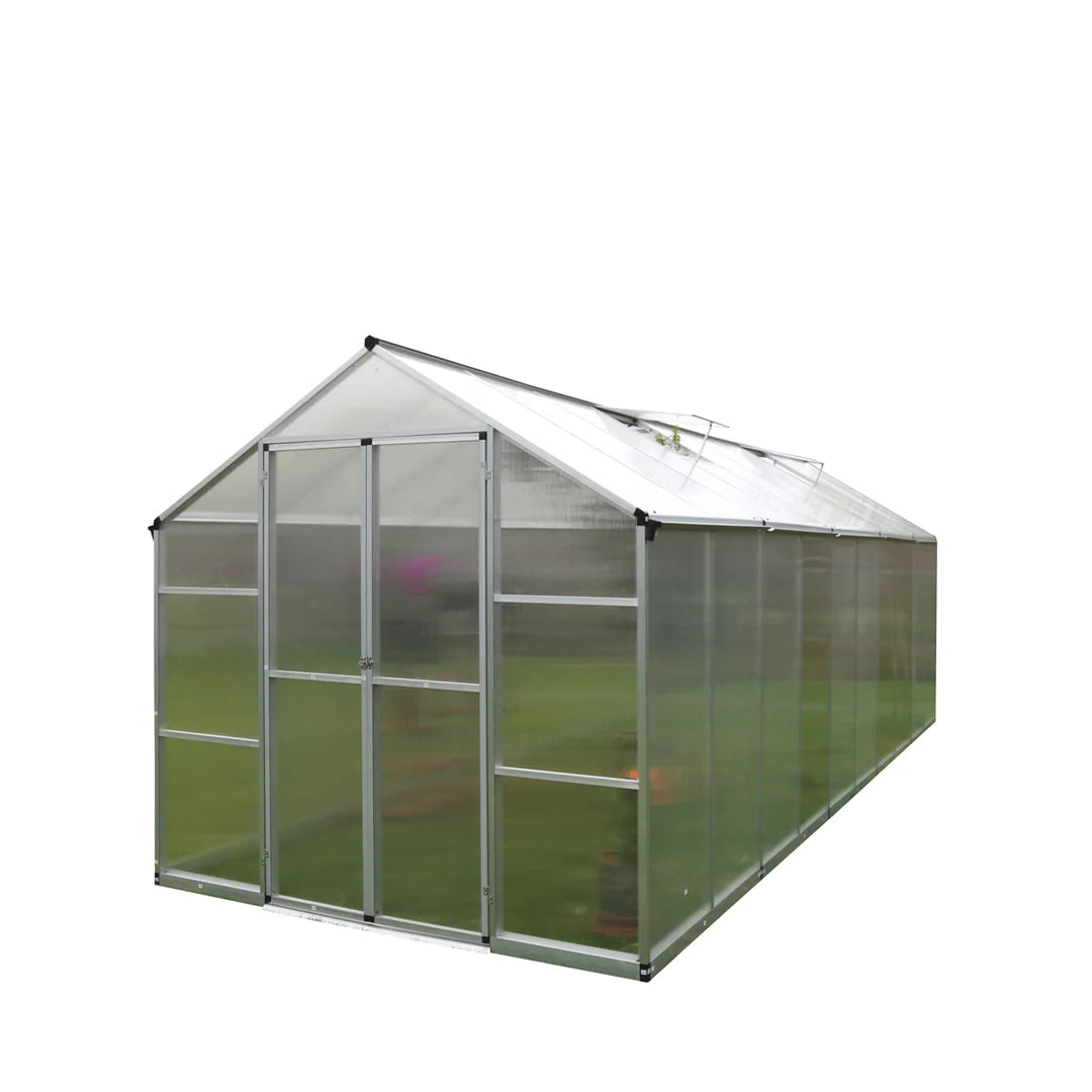 New 8' x 20' Aluminum Frame Greenhouse w/4 mm Twin Wall Polycarbonate Panels, UV Protected Panels