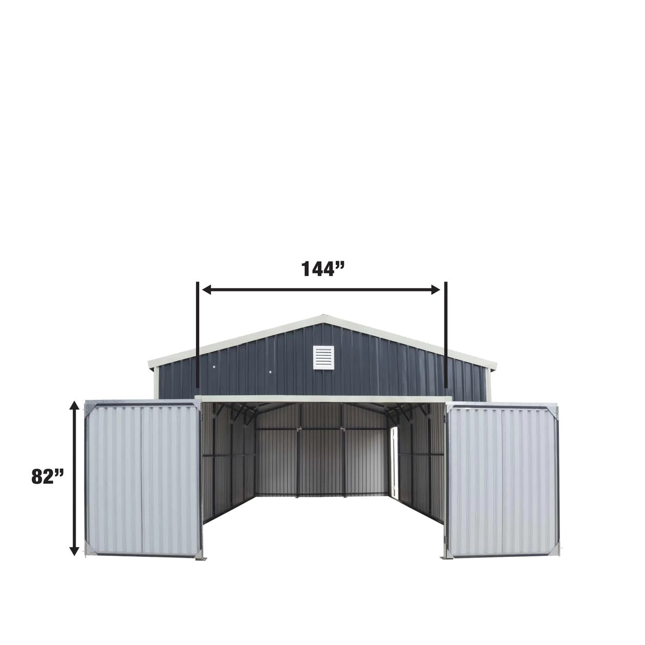 New 16’ x 24’ Metal Garage Shed with Double Front Doors, 10’ Peak Height, Side Entry Door, 384 Sq-Ft Floor Space