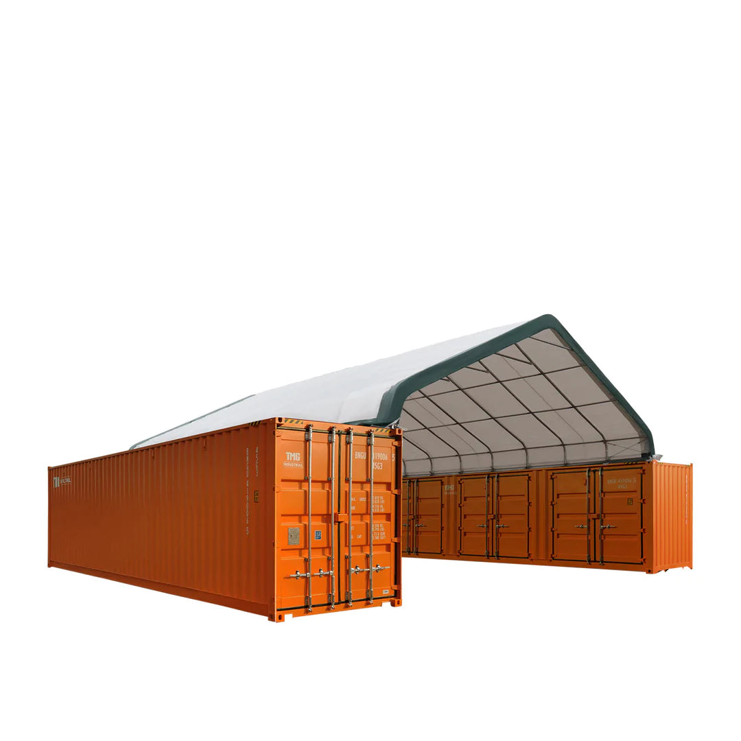 New 30' x 40' PE Fabric Pro Series Container Peak Roof Shelter, Fire Retardant, Water Resistant, UV Protected