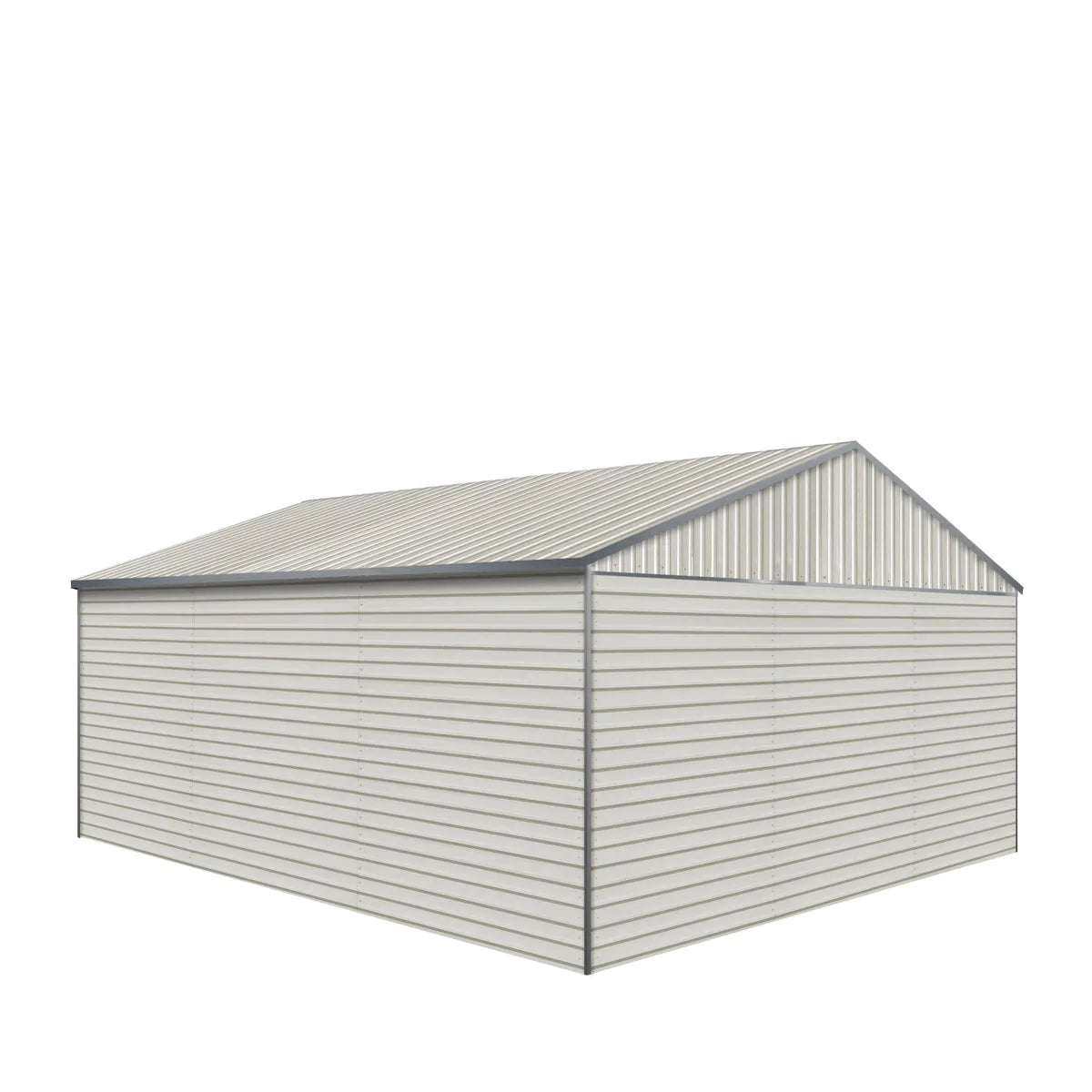 New 21’ x 19’ Double Garage Metal Shed with Side Entry Door, 400 Sq-Ft, 8' Eave Height, 27 GA Corrugated Panels, Garage Doors sold seperatly