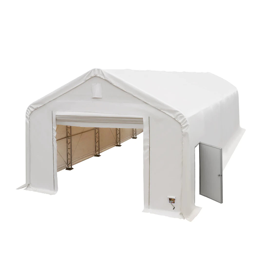 New Pro Series 20' x 63' Dual Truss Storage Shelter with Heavy Duty 17 oz PVC Cover & Drive Through Doors