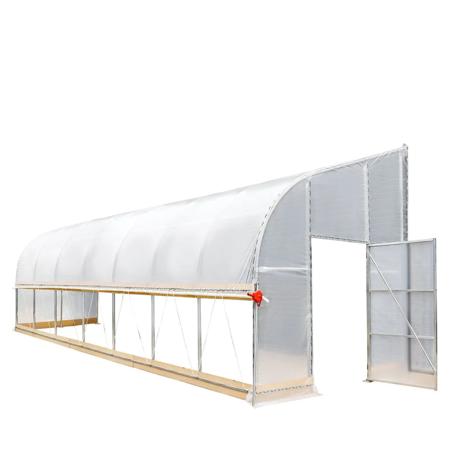 New 10’ x 30’ Lean-To Greenhouse Grow Tent w/6 Mil Clear EVA Plastic Film, Cold Frame, Hand Crank Roll-Up Side, 6-½’ Sidewall