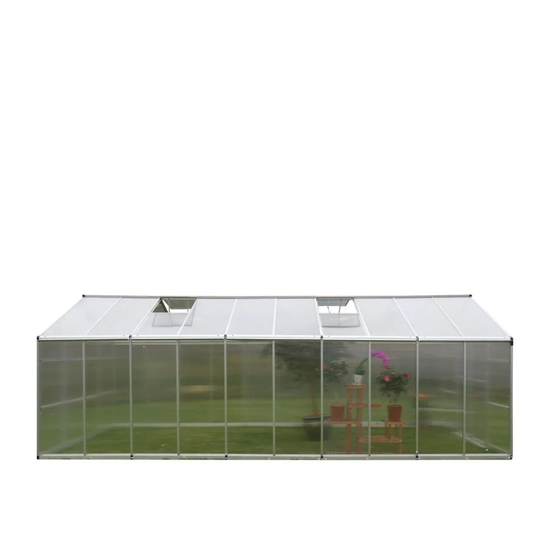 New 8' x 20' Aluminum Frame Greenhouse w/4 mm Twin Wall Polycarbonate Panels, UV Protected Panels