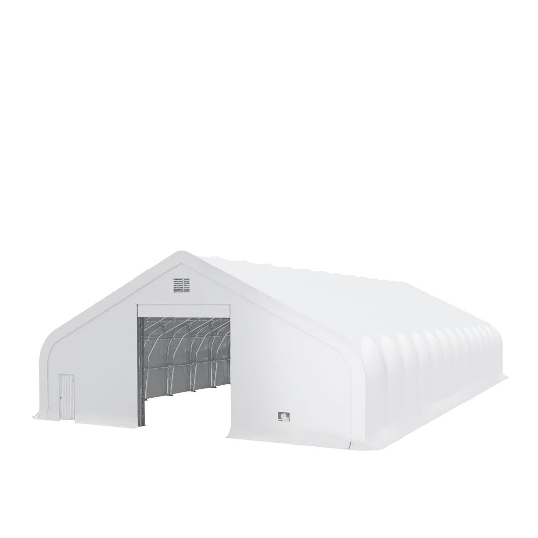 New Pro Series 50' x 100' Dual Truss Storage Shelter with Heavy Duty 32 oz PVC Cover & Drive Through Doors