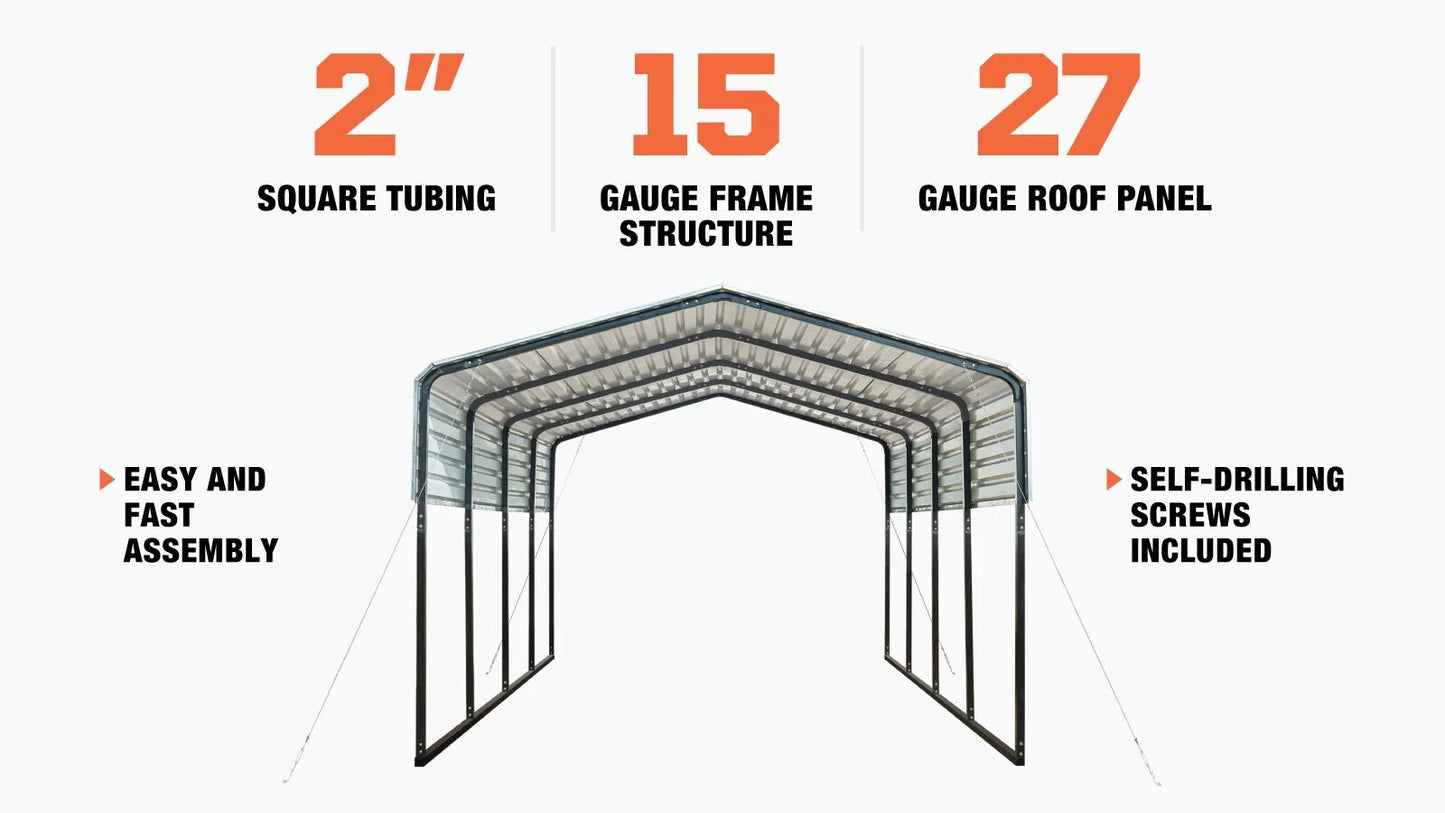 New 12' x 20' All-Steel Carport with Galvanized Roof